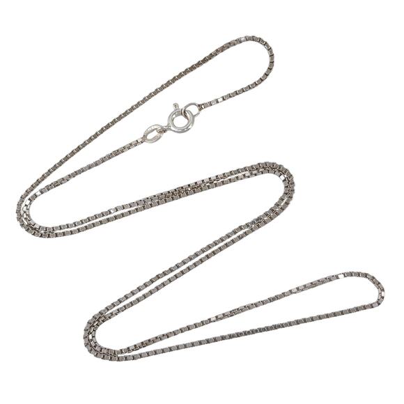 Italian Box Chain Necklace | Sterling Silver 925 20" - Picture 1 of 7